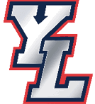 The stylized letters Y and L are shown in a bold silver gradient with a navy blue outline and a red outer border. Description generated by AI