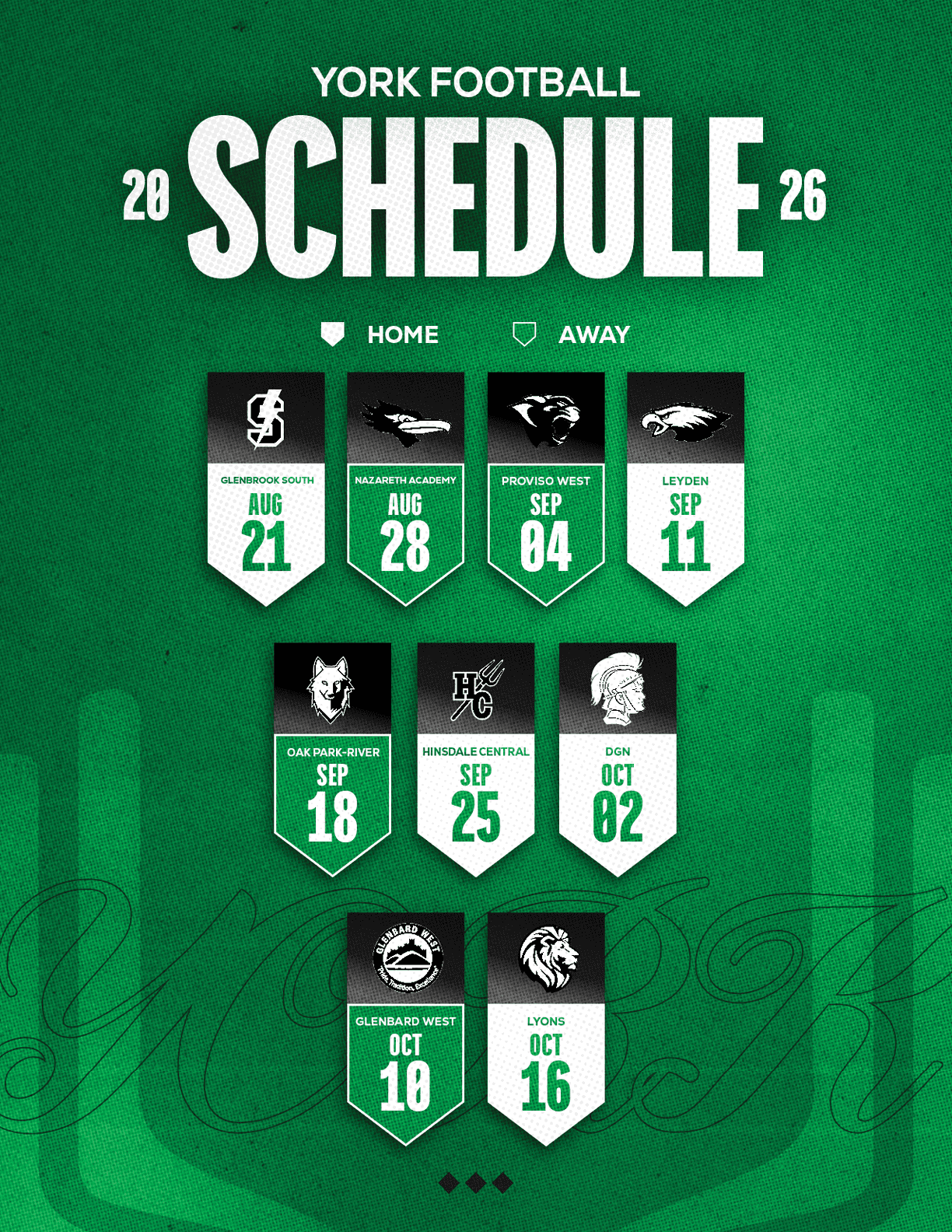 A calendar showing the schedule for the New York football team. Description generated by AI