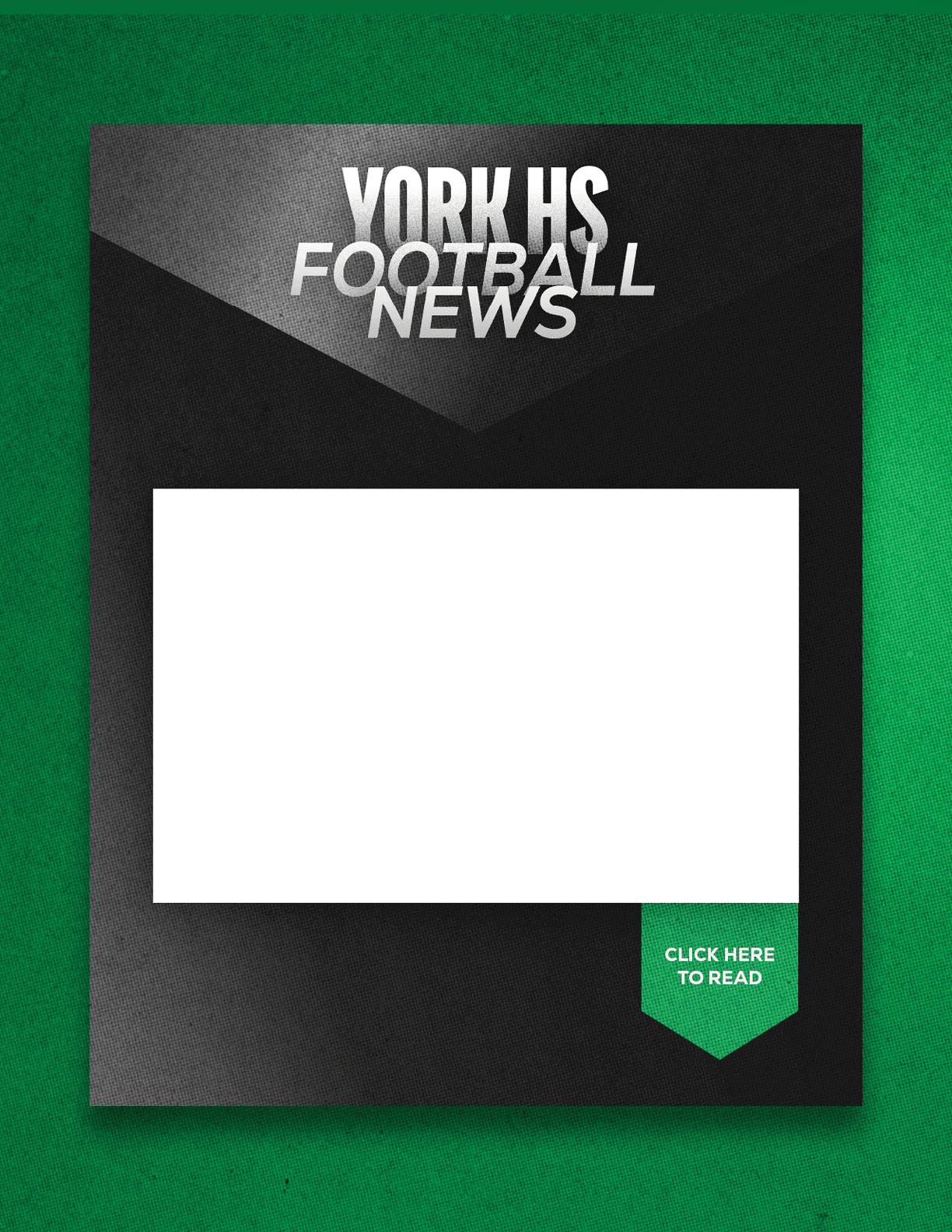 A black and green poster with a white square on it. Description generated by AI