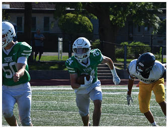 A group of football players on a field. Description generated by AI