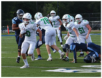 A group of football players on a field. Description generated by AI
