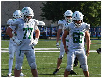 A group of football players on a field. Description generated by AI
