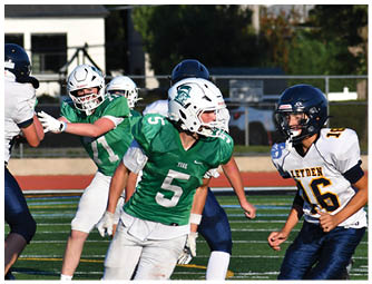 A group of football players on a field. Description generated by AI