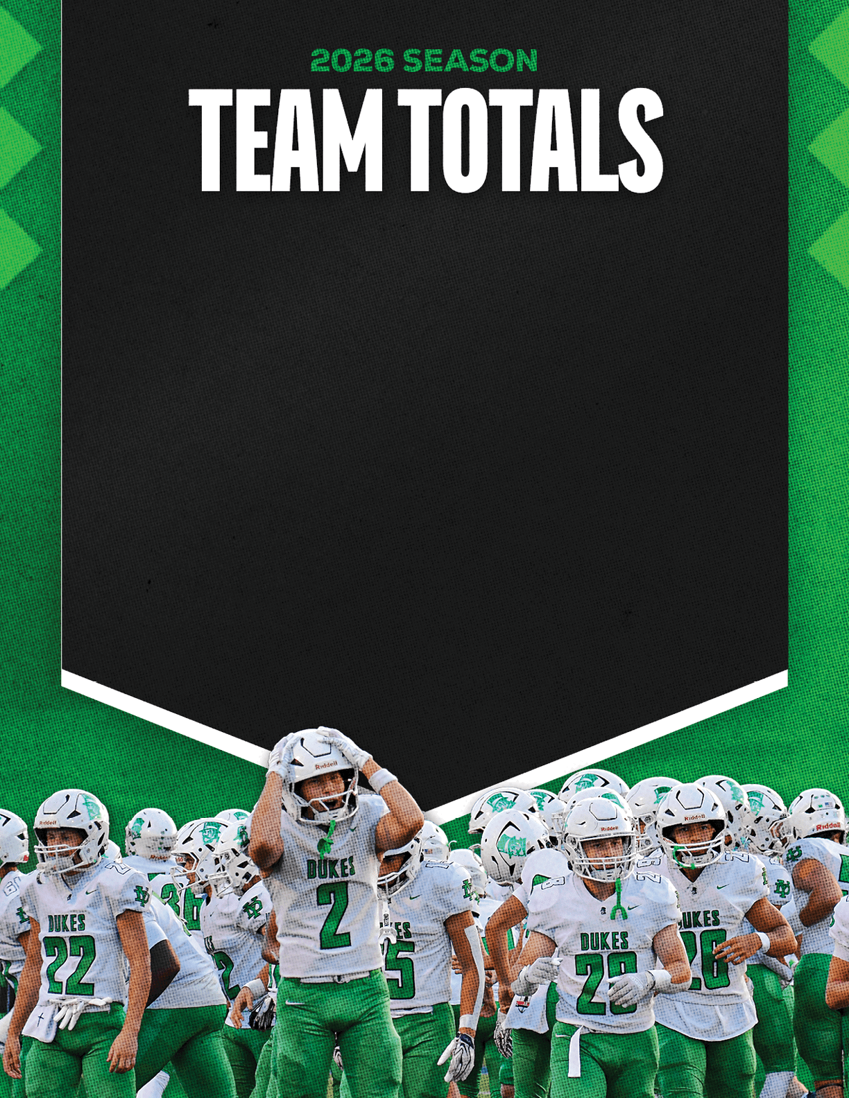 A group of football players standing on a field. Description generated by AI