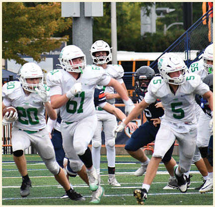 A football player is kicking a football on a field. Description generated by AI