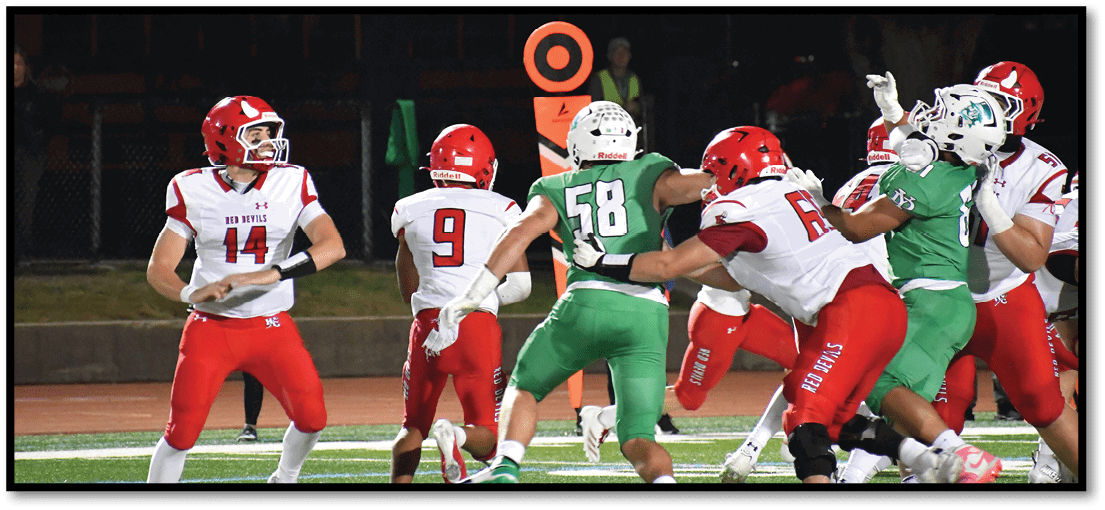 A group of football players on a field. Description generated by AI