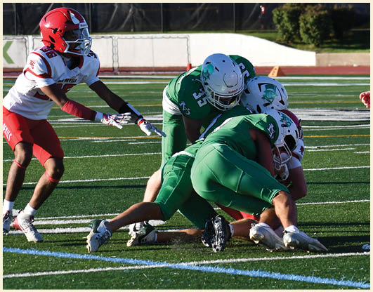 A football player is kicking a football on a field. Description generated by AI