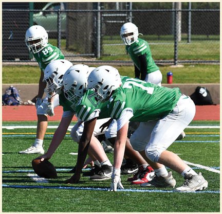 A football player is kicking a football on a field. Description generated by AI