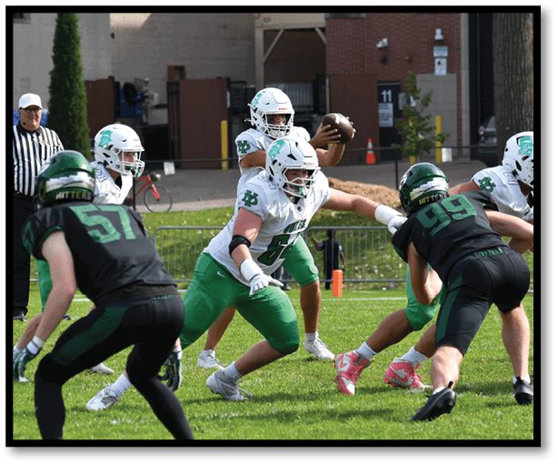 A group of football players wearing black jerseys with the number 3 on them. Description generated by AI