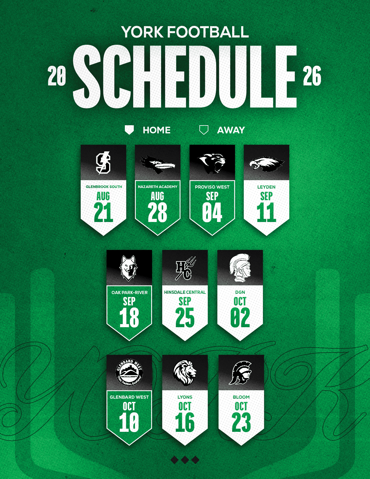 A calendar showing the schedule for the New York football team. Description generated by AI