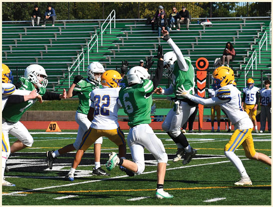 A football player is kicking a football on a field. Description generated by AI