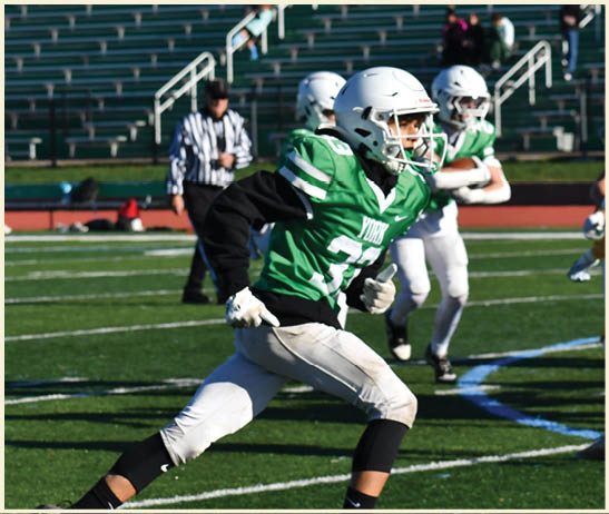 A football player is kicking a football on a field. Description generated by AI