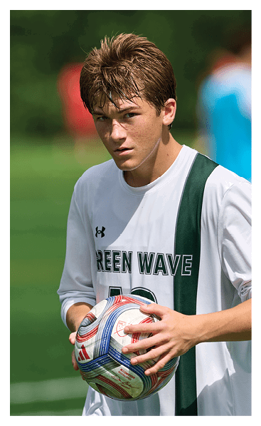 A football player wearing a black and white uniform with the number 10 on the back. AI generated content