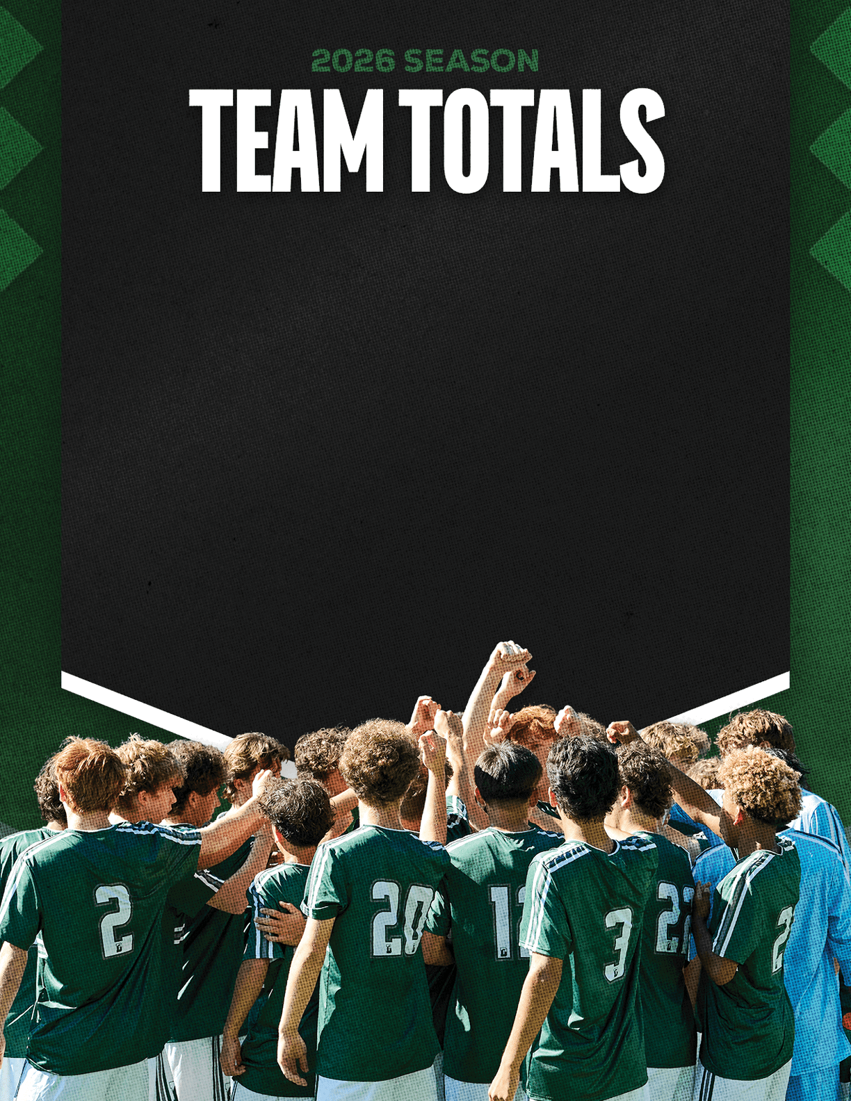 A group of football players standing on the field. Description generated by AI