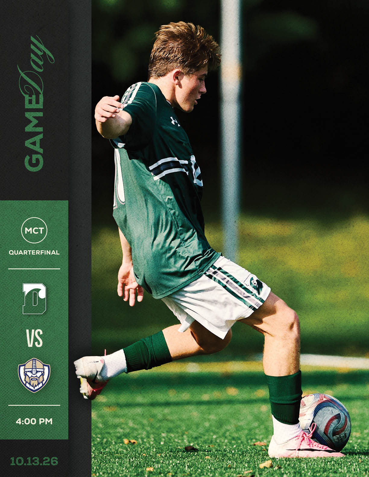 A football player wearing a green jersey with the number 12 on it. Description generated by AI