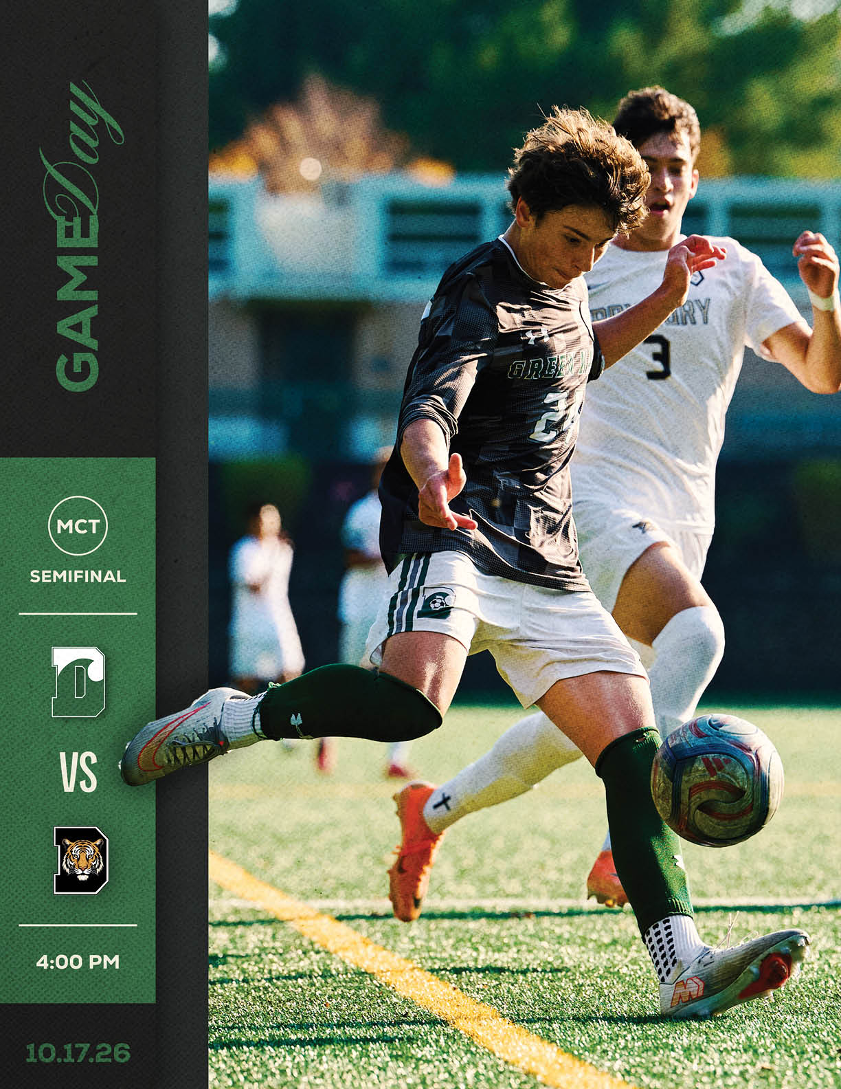 A football player wearing a green jersey with the number 12 on it. Description generated by AI