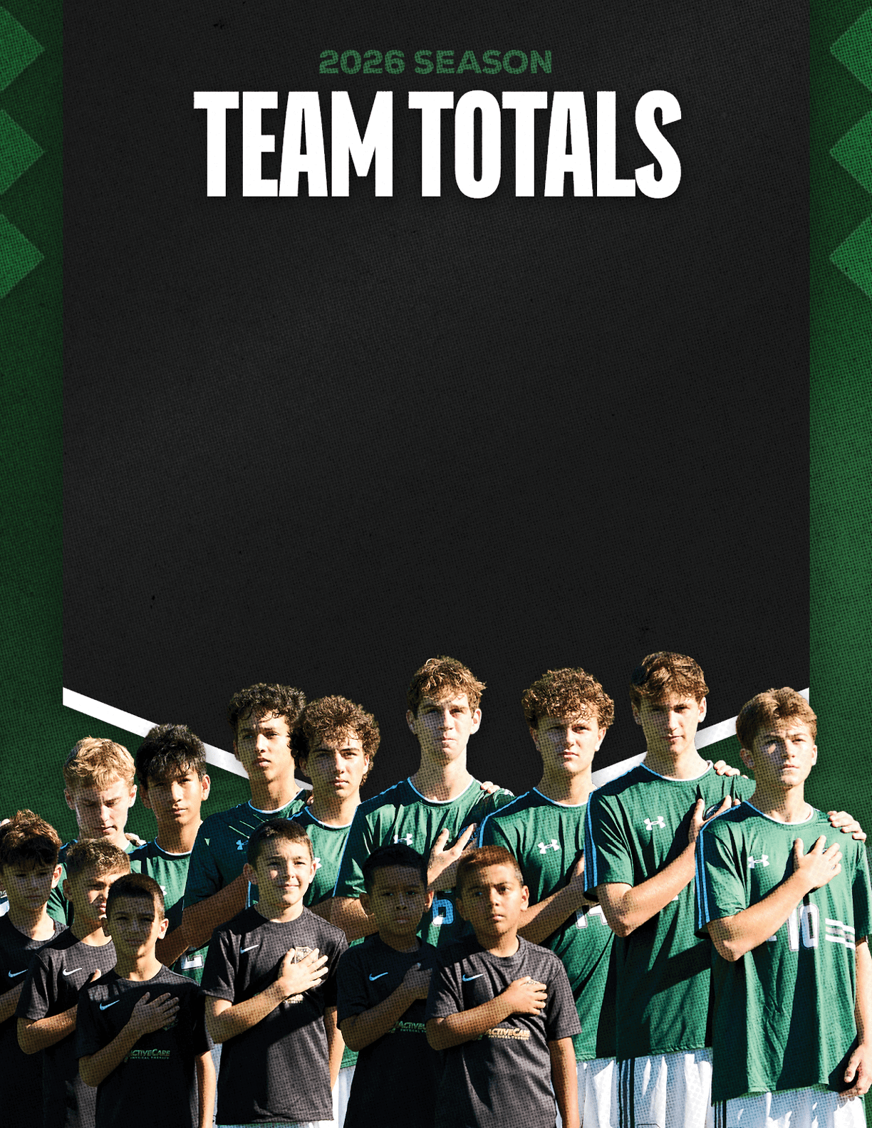 A group of football players standing on the field. Description generated by AI
