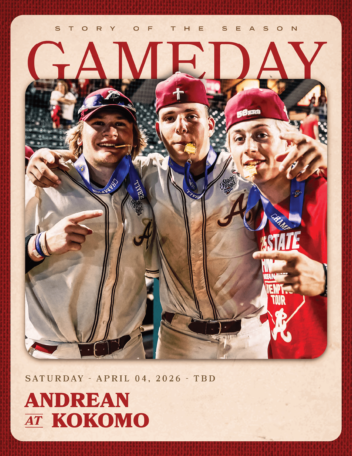 A group of three men wearing baseball uniforms are posing for a picture. AI generated content