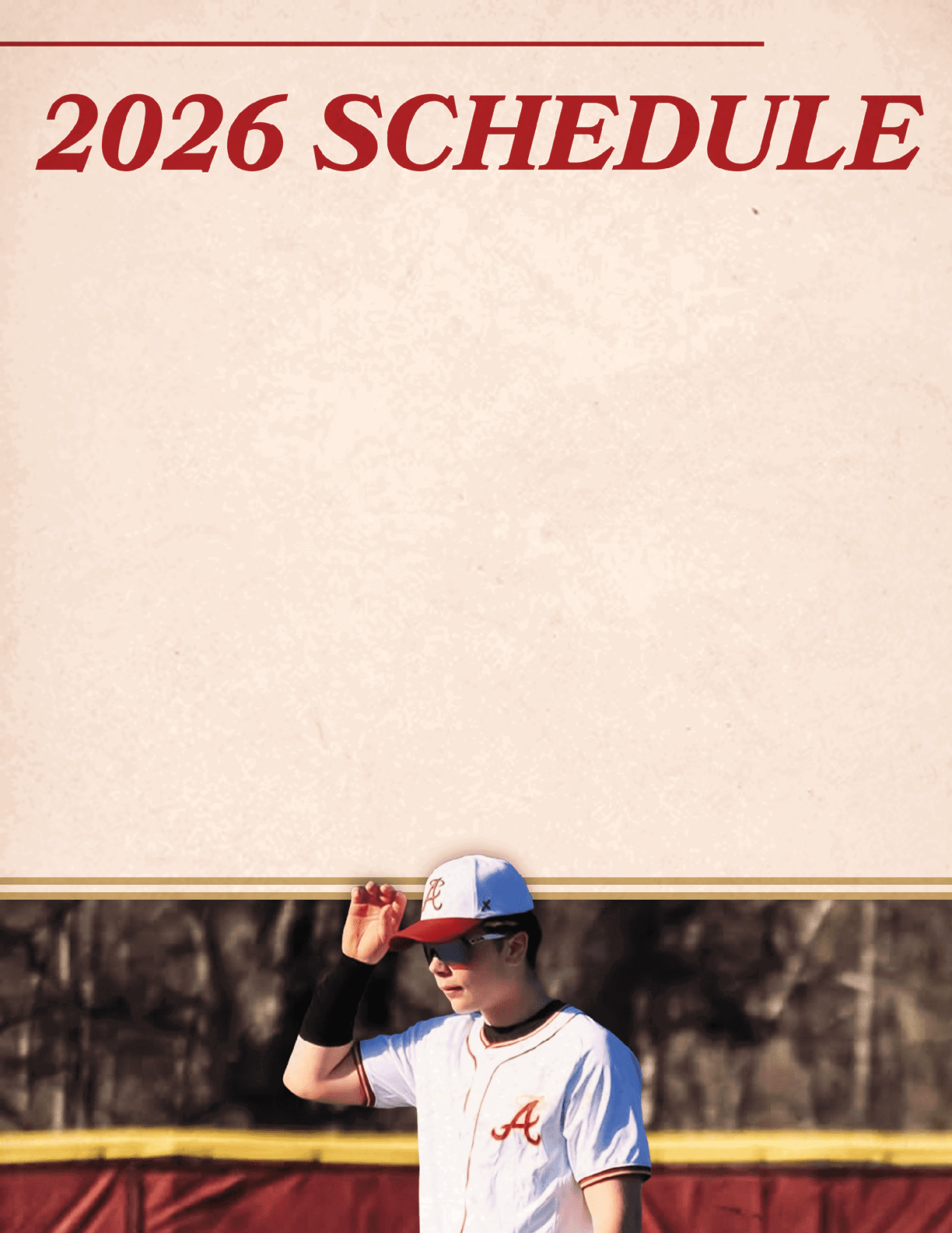 A baseball player wearing a red and white uniform stands on a field. AI generated content