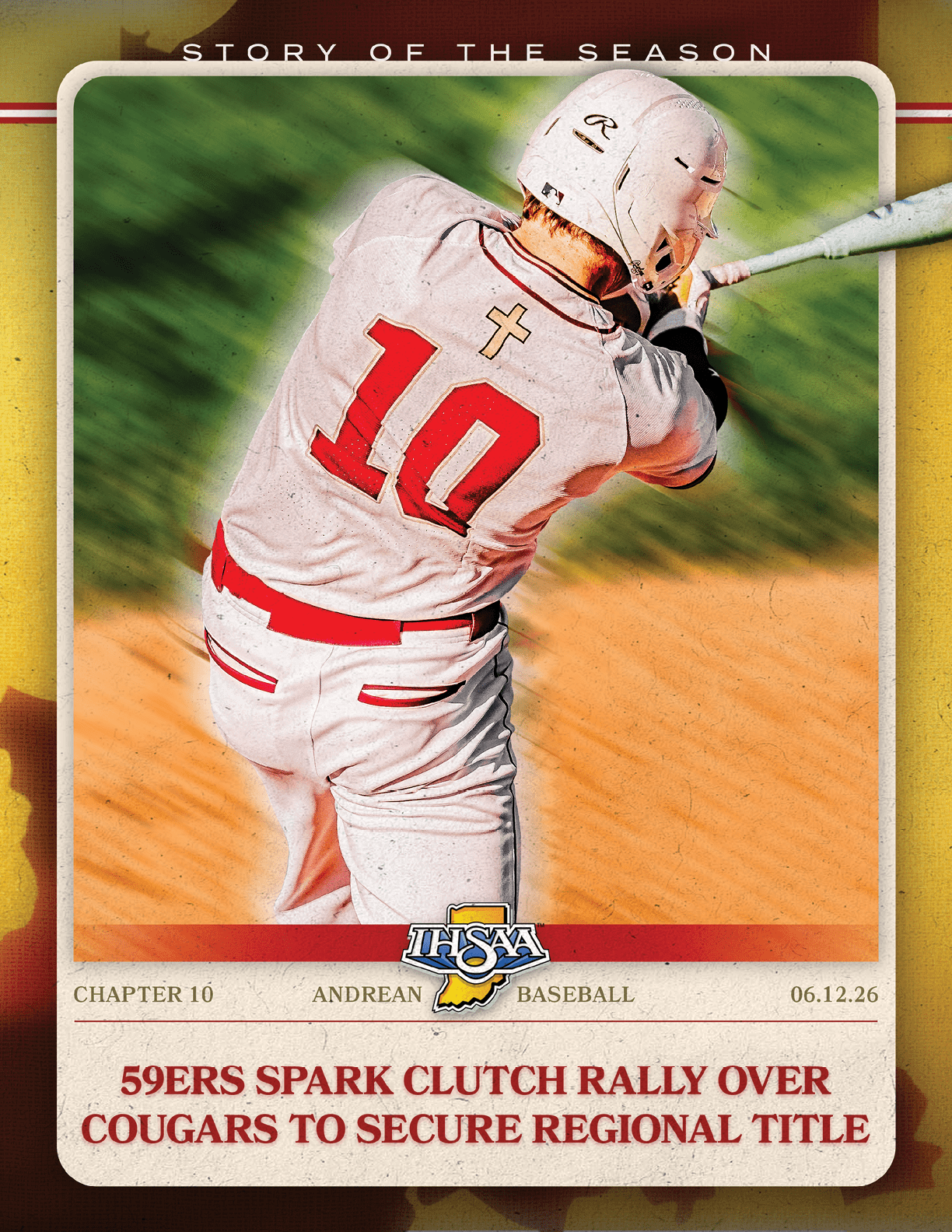 A baseball player is swinging a bat. Description generated by AI