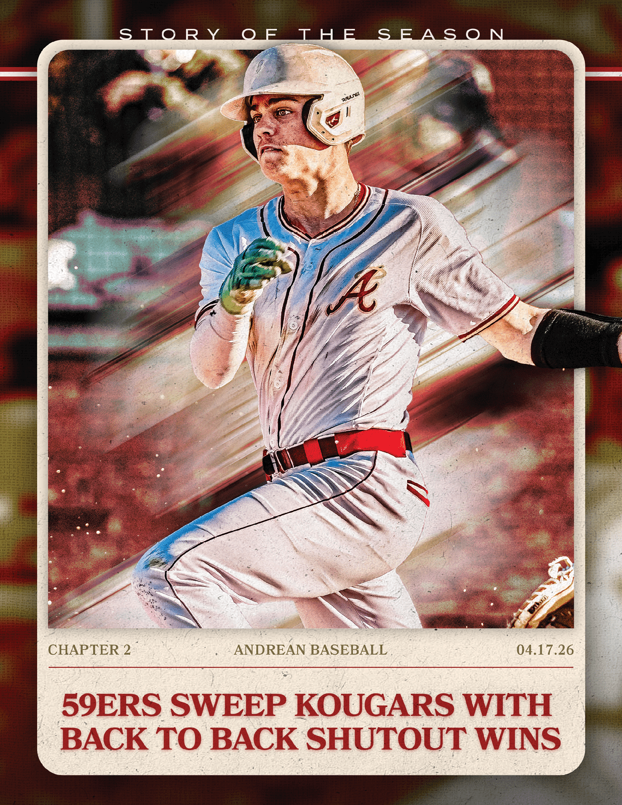 A baseball player wearing a helmet and holding a bat. AI generated content