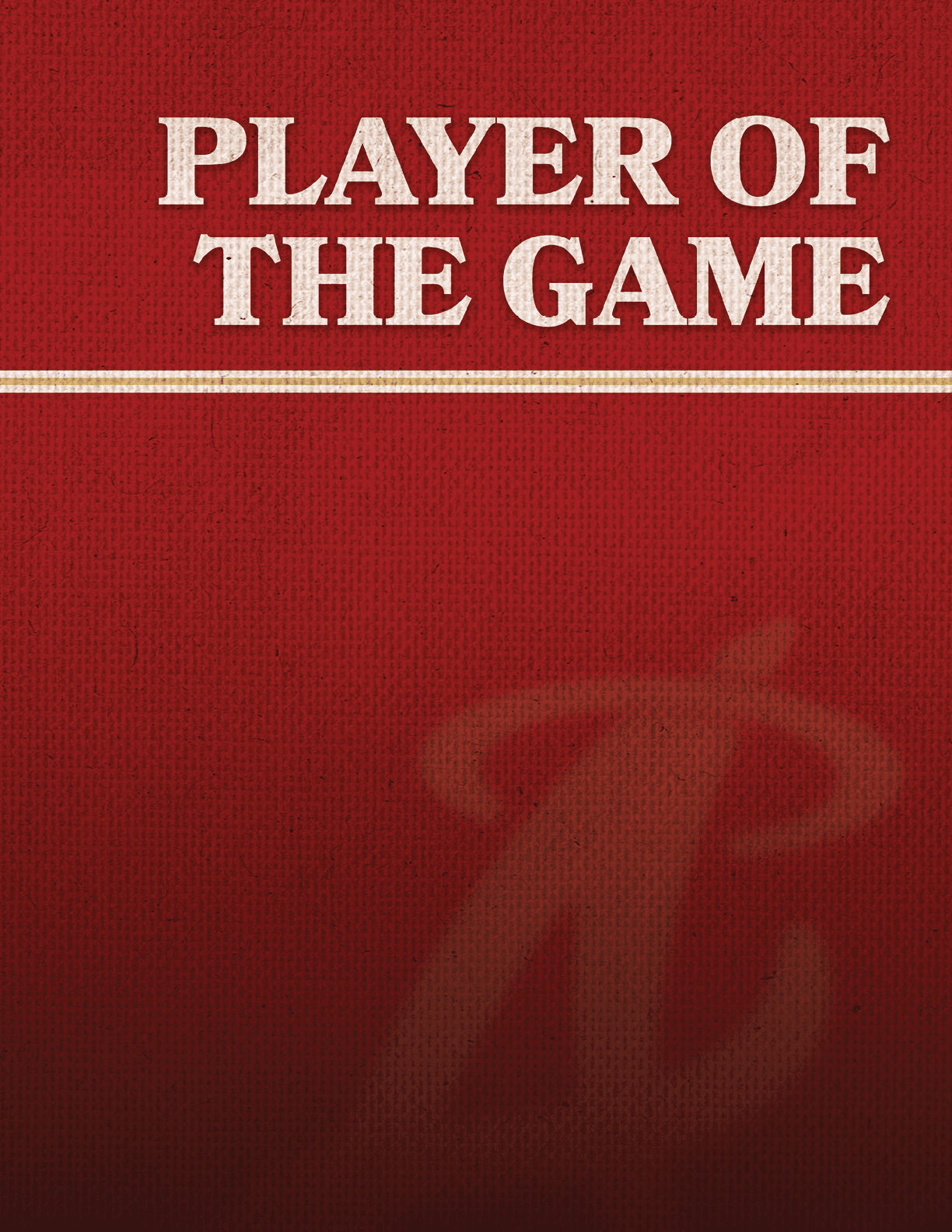 A red and white poster with a logo for Player of the Game. AI generated content