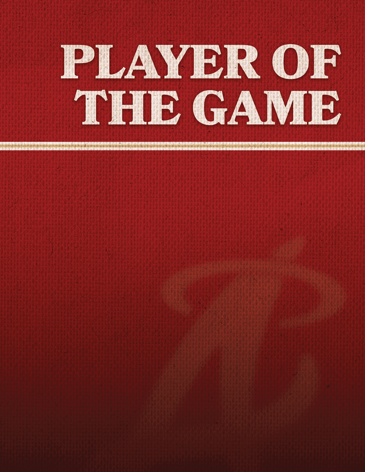 A red and white poster with a logo for Player of the Game. AI generated content