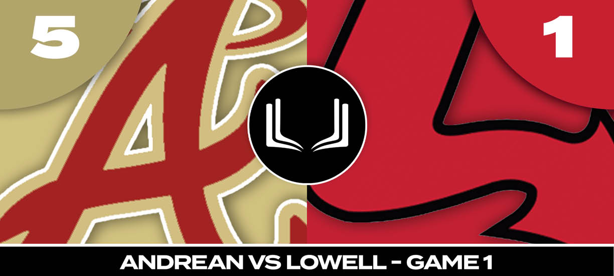 A red and white baseball game between the Andres and the Lowell. Description generated by AI
