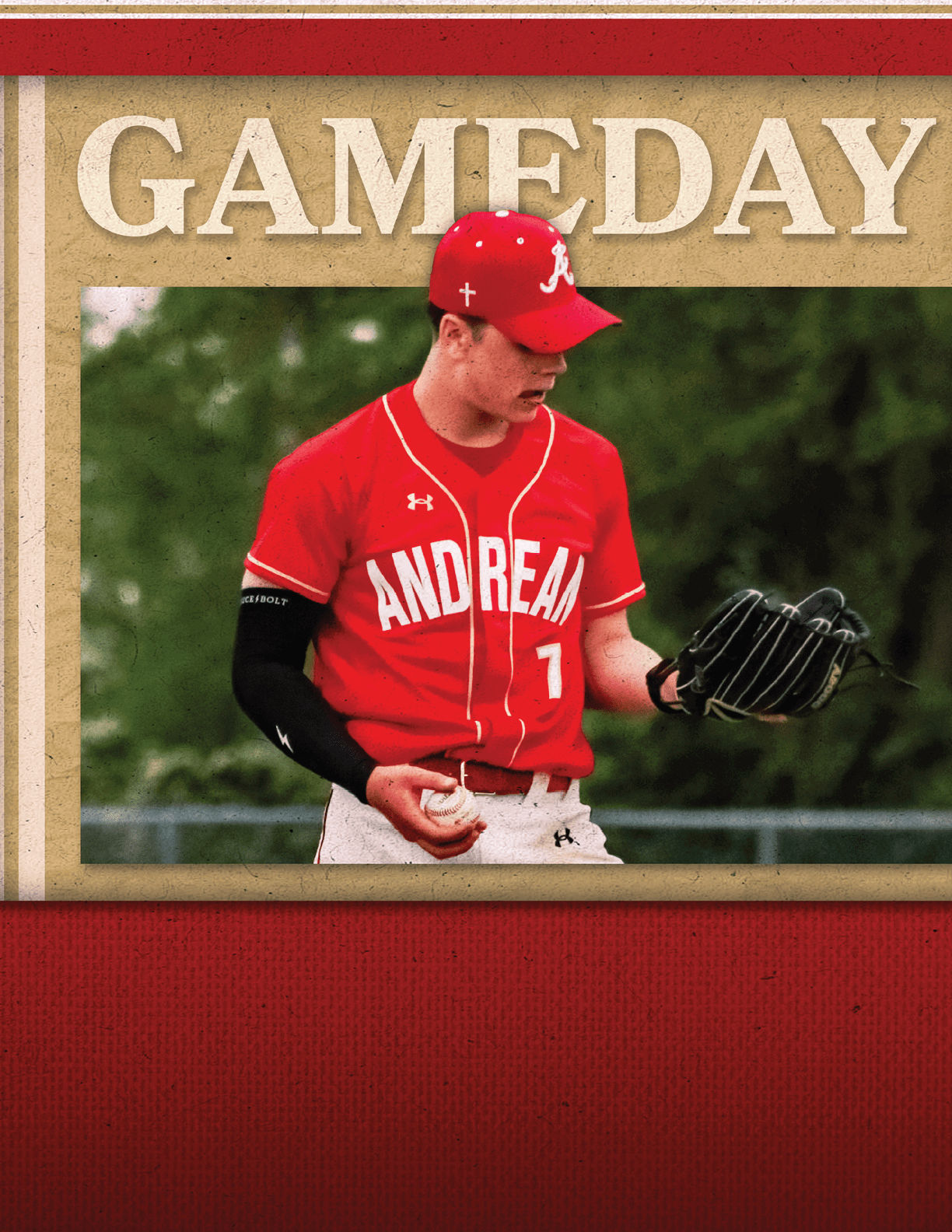 A baseball player wearing a red jersey with the number 1 on it. Description generated by AI