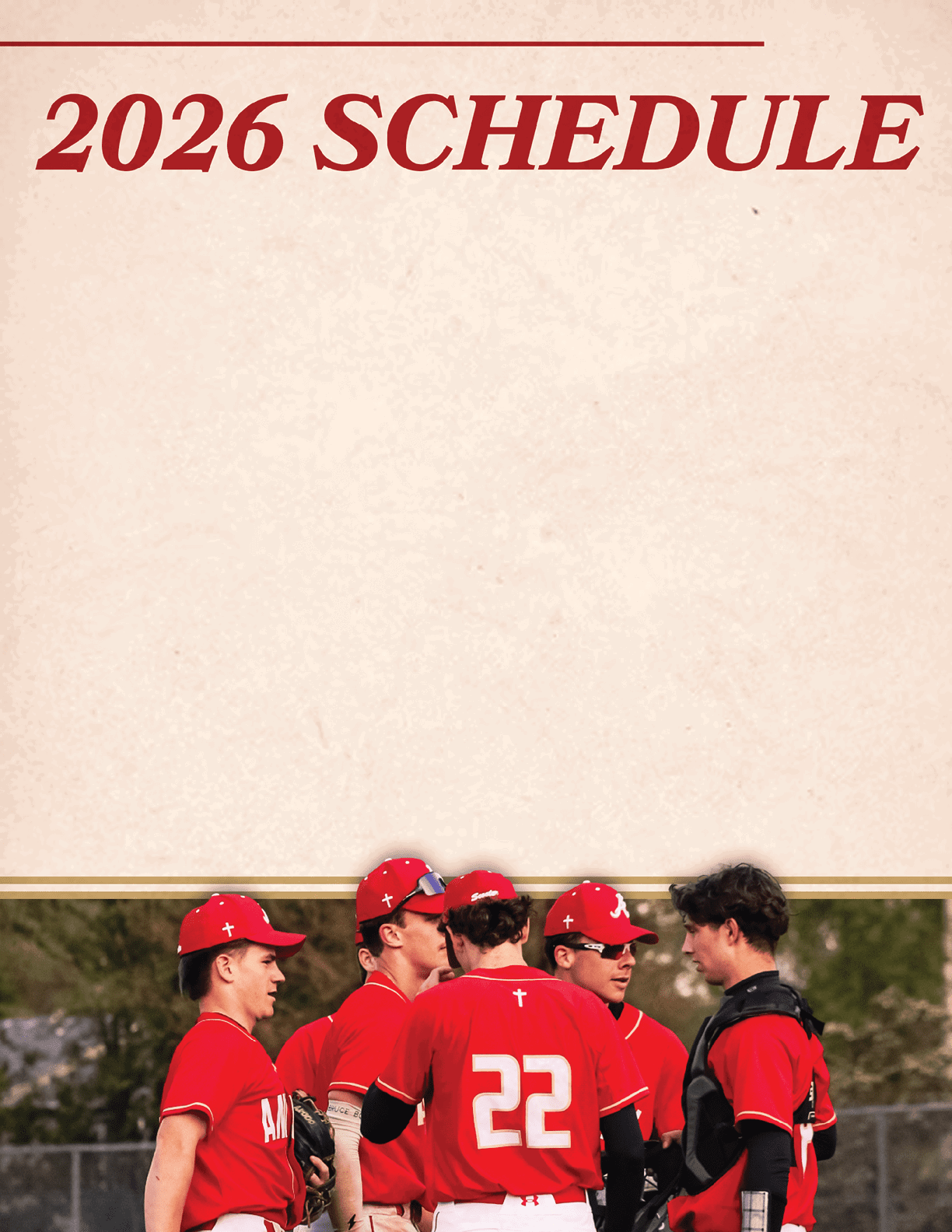 A group of baseball players wearing red and white uniforms. Description generated by AI