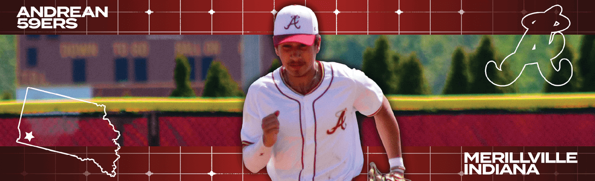 A baseball player wearing a red and white uniform. Description generated by AI