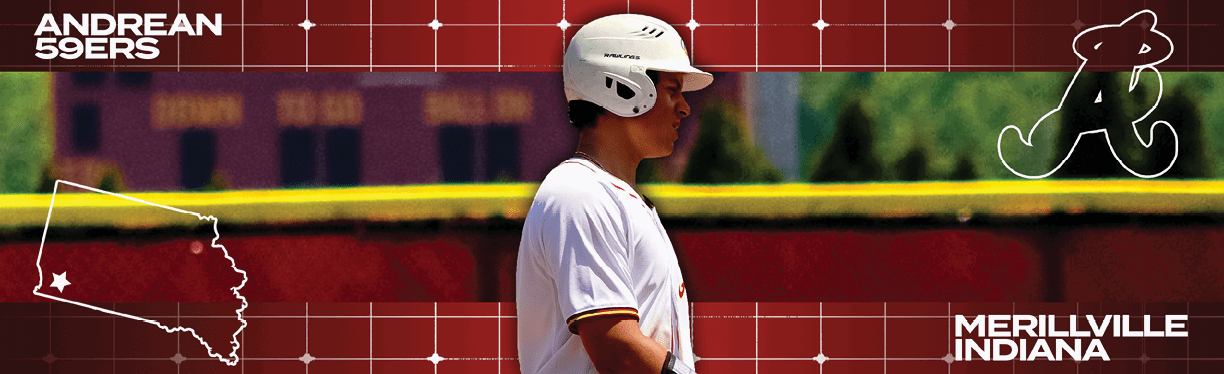 A baseball player wearing a white helmet. Description generated by AI