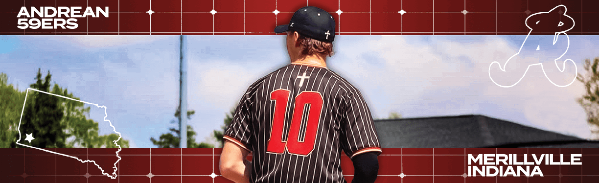 A baseball player wearing a black and red jersey with the number 10 on it. Description generated by AI