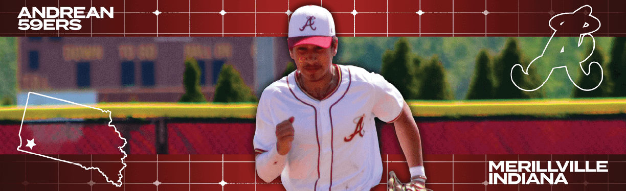 A baseball player wearing a red and white uniform. Description generated by AI