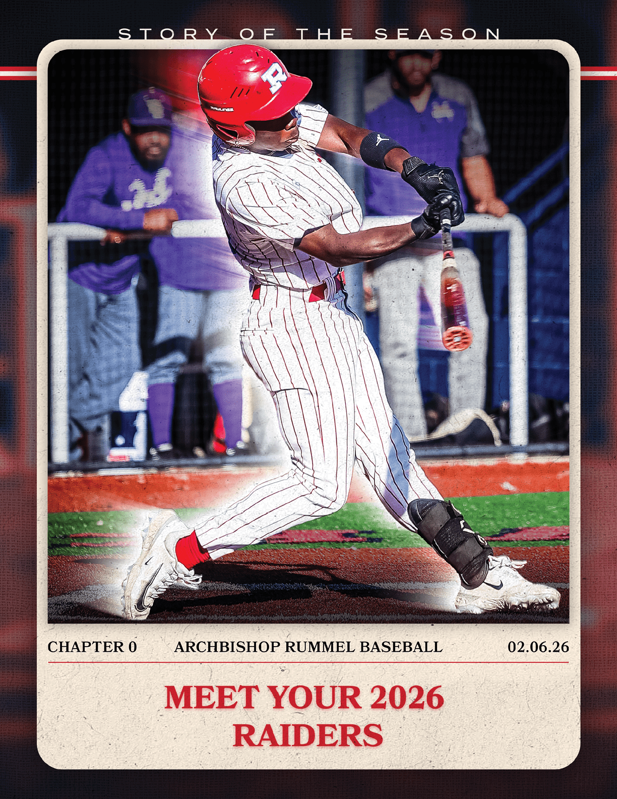 A baseball player in a red helmet and white uniform is swinging a bat. AI generated content