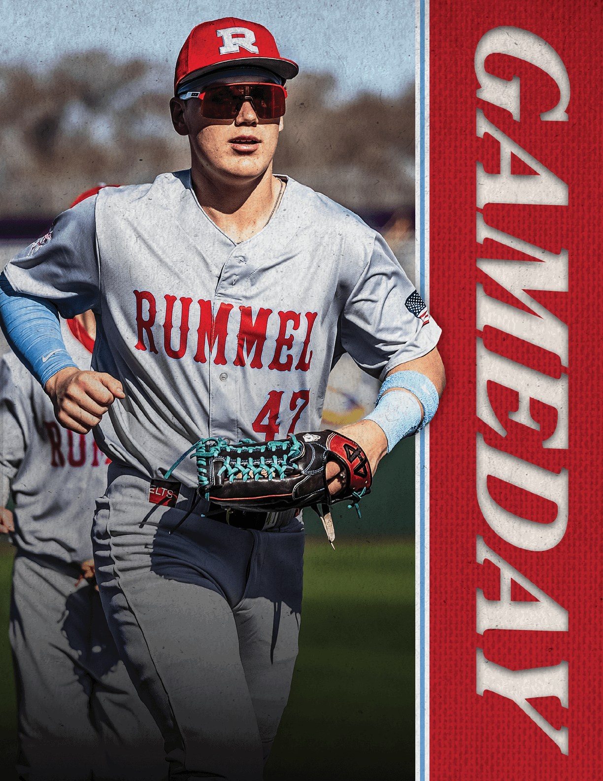 A baseball player wearing a grey and red jersey with the number 44 on it. AI generated content
