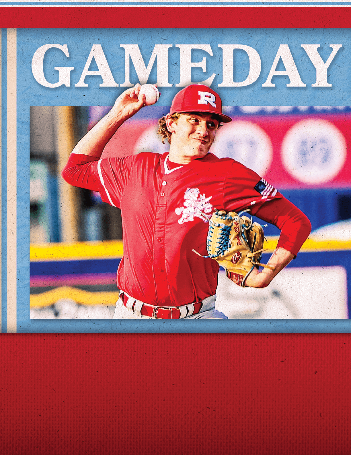 A baseball player in a red uniform is on the mound, holding a ball in his hand. AI generated content