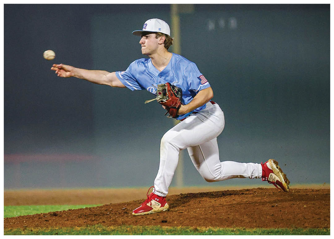 A baseball player in a blue shirt and red shoes is pitching a ball on a field. AI generated content