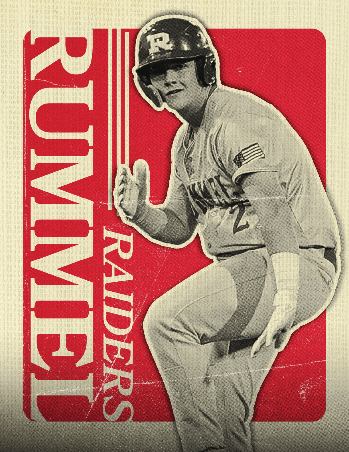 A baseball player in a red and white uniform is standing on a field. AI generated content