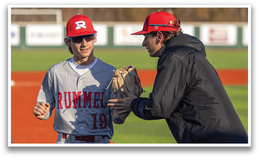 Three baseball players are on the field, two of them shaking hands while one holds a mitt. AI generated content