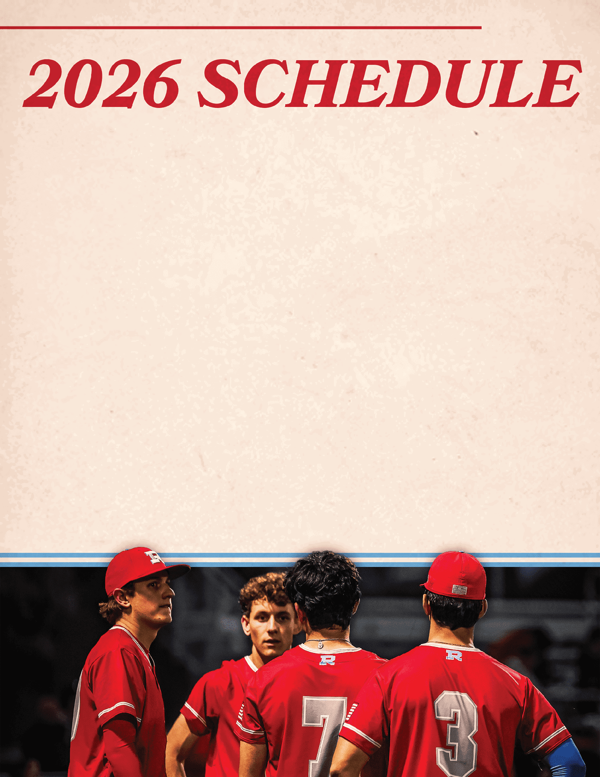 Four baseball players wearing red uniforms and red hats are standing together, looking at the camera. AI generated content