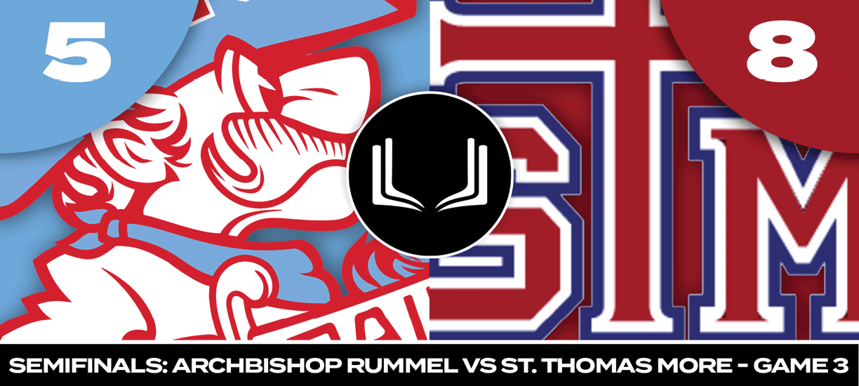 A red and white logo for the St. Thomas More team. Description generated by AI