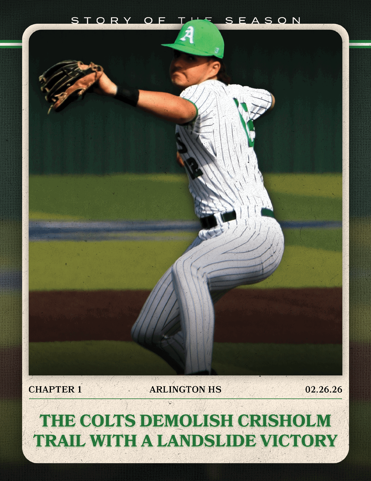 A female baseball player in a green hat and striped uniform is in the process of throwing a ball. AI generated content