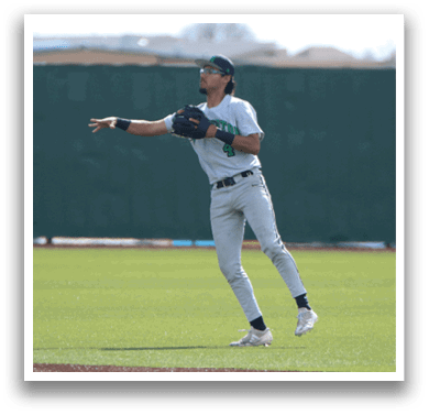 A baseball player in a white uniform is catching a ball. AI generated content