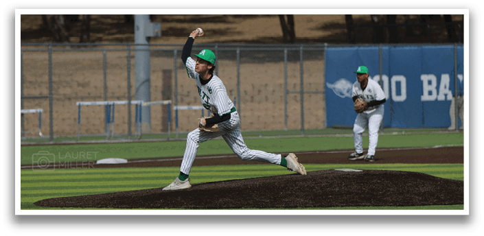 A baseball player in a green hat and white uniform is throwing a ball on a field. AI generated content