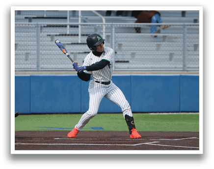 A baseball player is swinging a bat, attempting to hit the ball. AI generated content
