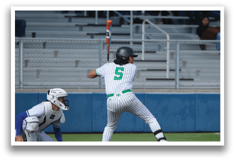 A baseball player in a green and white uniform is swinging a bat at a ball. AI generated content