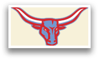A red and blue bull head logo. AI generated content