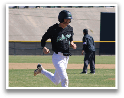 A baseball player is running towards home plate, with a catcher and an umpire behind him. AI generated content