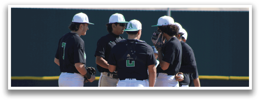 A group of baseball players wearing black and white uniforms are standing on a field. They are engaged in conversation and appear to be discussing the game. AI generated content